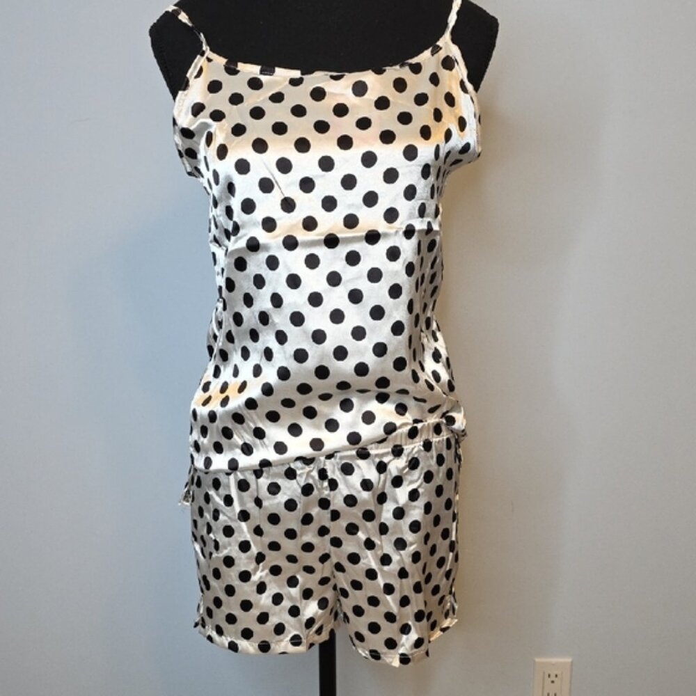 Elegant Satin Polka Dot Pajama Set